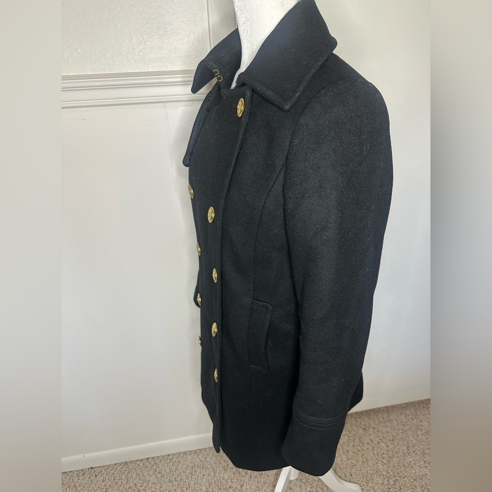 J. Crew Black Pea Coat with Gold Buttons size Petite 6 - Picture 4 of 8